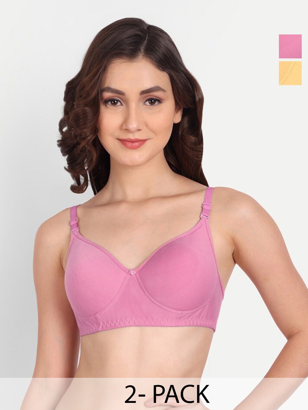 

Liigne Pack Of 2 Full Coverage All Day Comfort Lightly Padded Everyday Bra, Pink