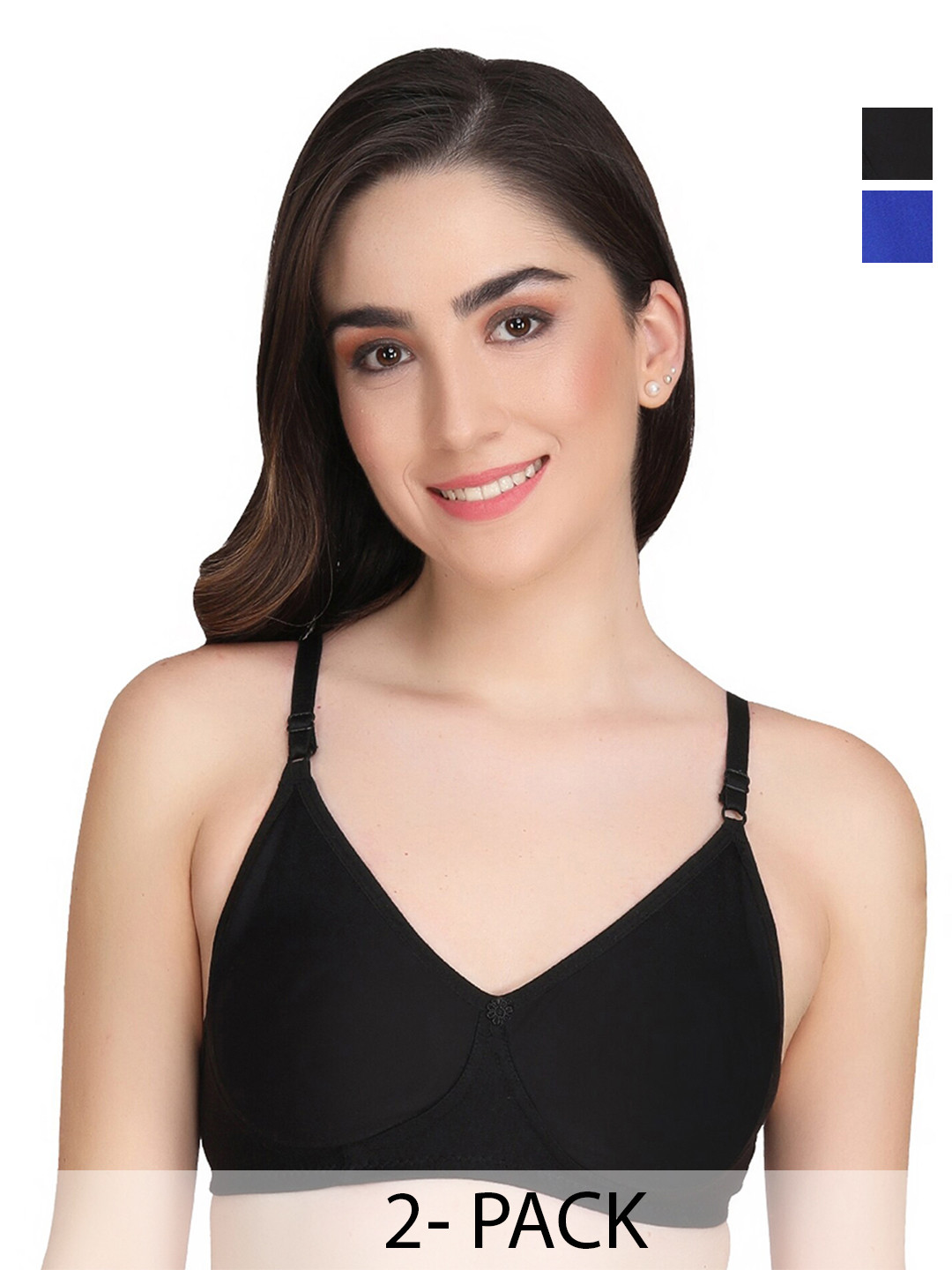 

Liigne Pack Of 2 Full Coverage Lightly Padded Everyday Bra - All Day Comfort, Blue