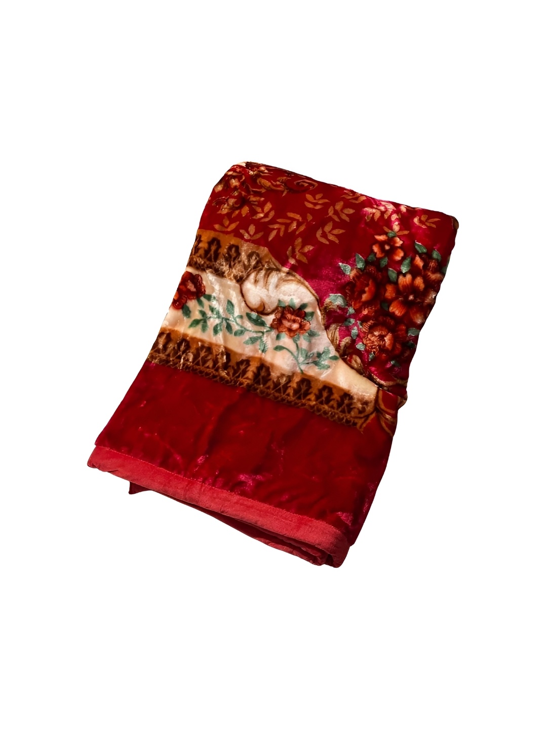 

Signature Red & Beige Floral Printed Mild Winter Single Bed Blanket