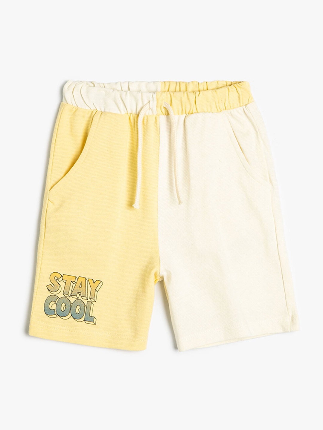 

Koton Boys Colourblocked Pure Cotton Shorts, Beige