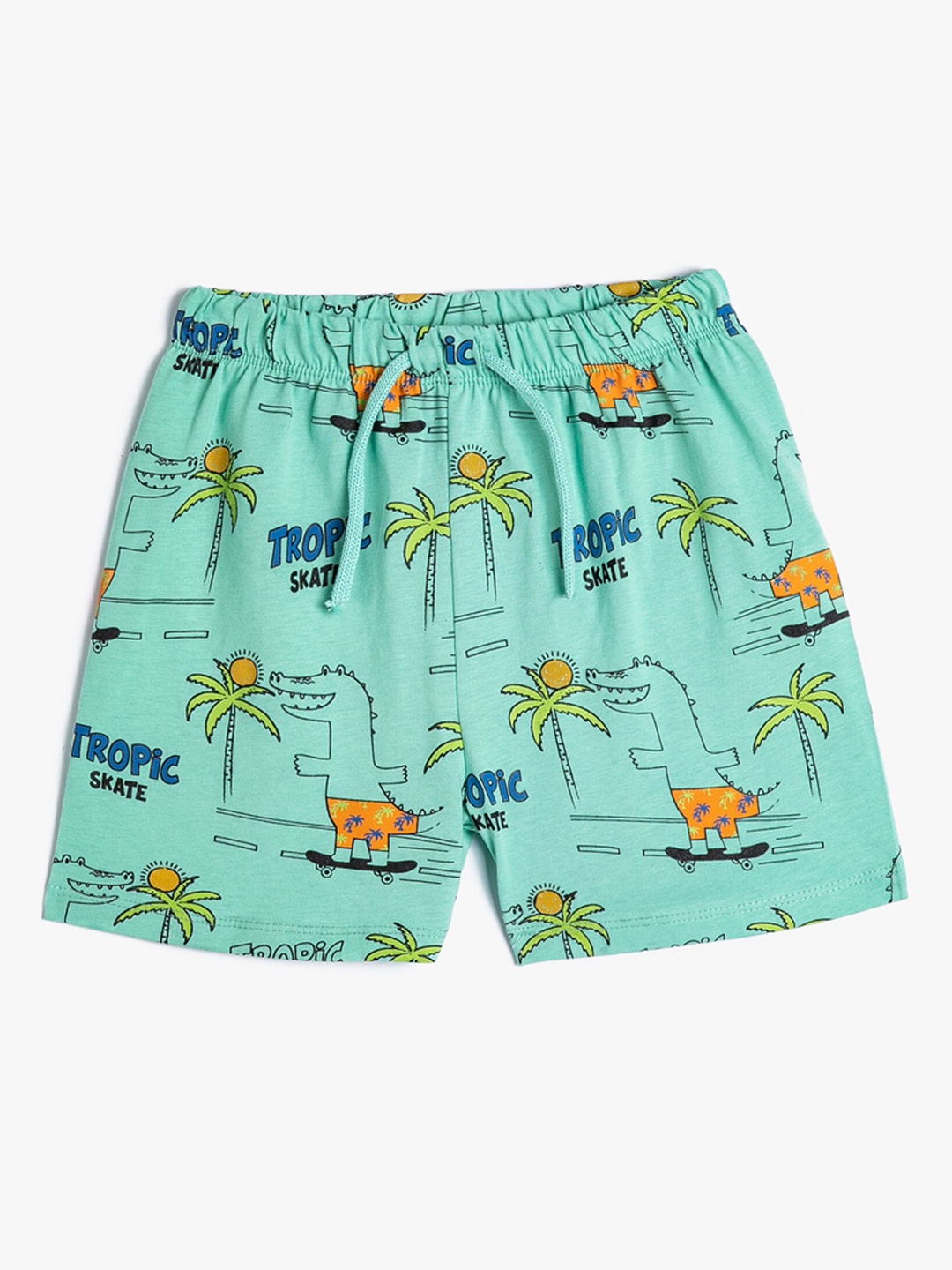 

Koton Boys Conversational Printed Pure Cotton Shorts, Green