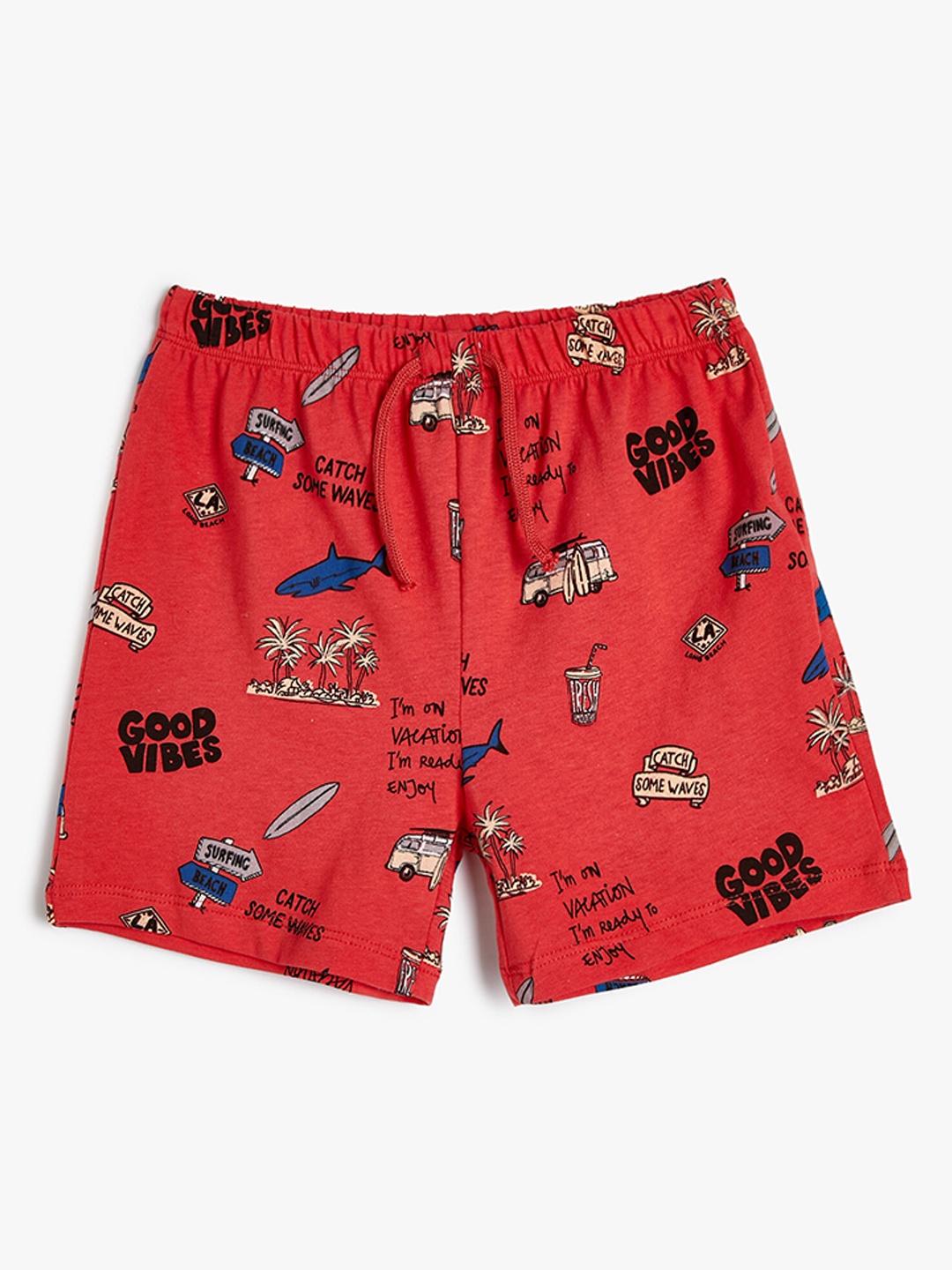 

Koton Boys Printed Mid-Rise Casual Cotton Shorts, Red