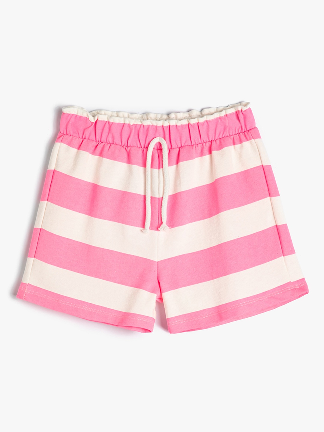 

Koton Girls Striped Mid-Rise Pure Cotton Shorts, Pink