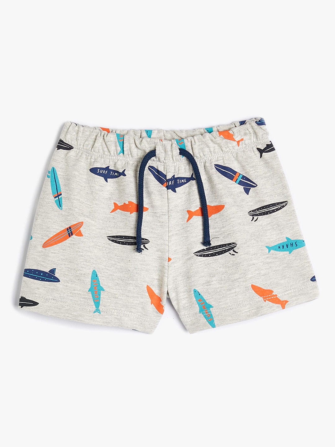 

Koton Boys Conversational Printed Mid-Rise Shorts, Grey