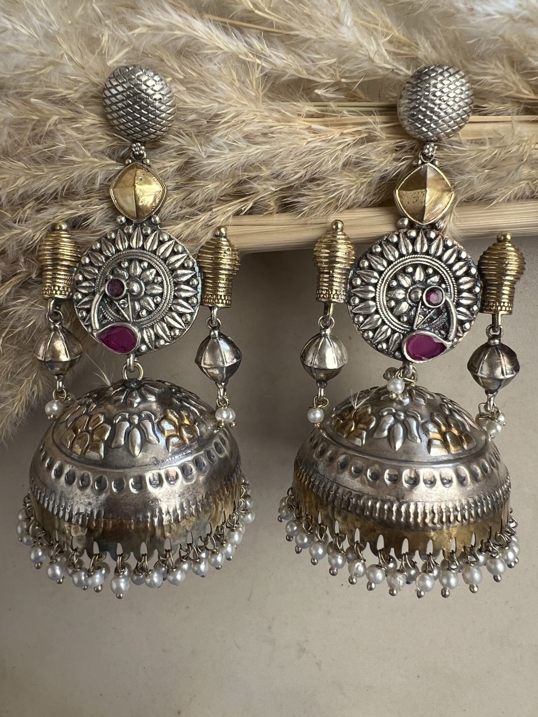 

XAGO Contemporary Jhumkas Earrings, Silver