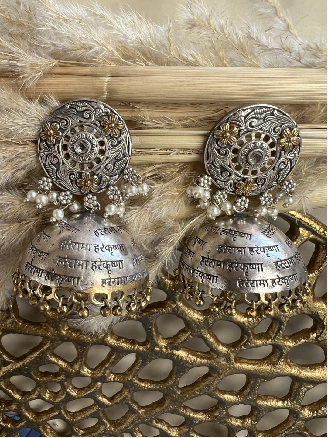 

XAGO Artificial Beads Silver Plated Jhumkas