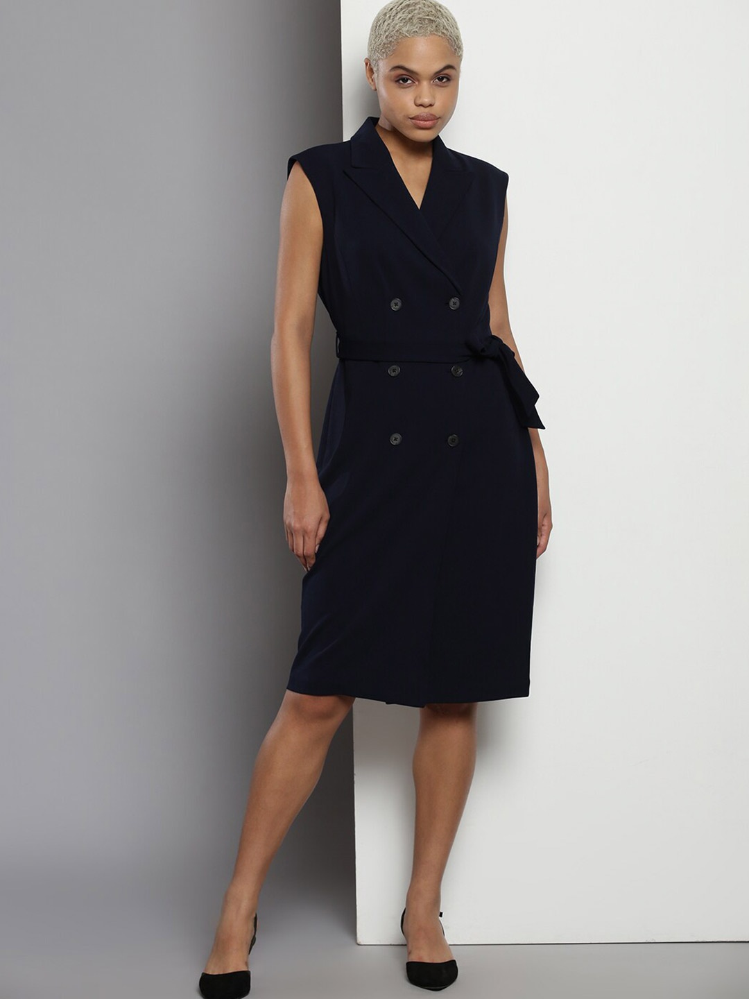 

Calvin Klein V-Neck Casual Sheath Dress, Blue