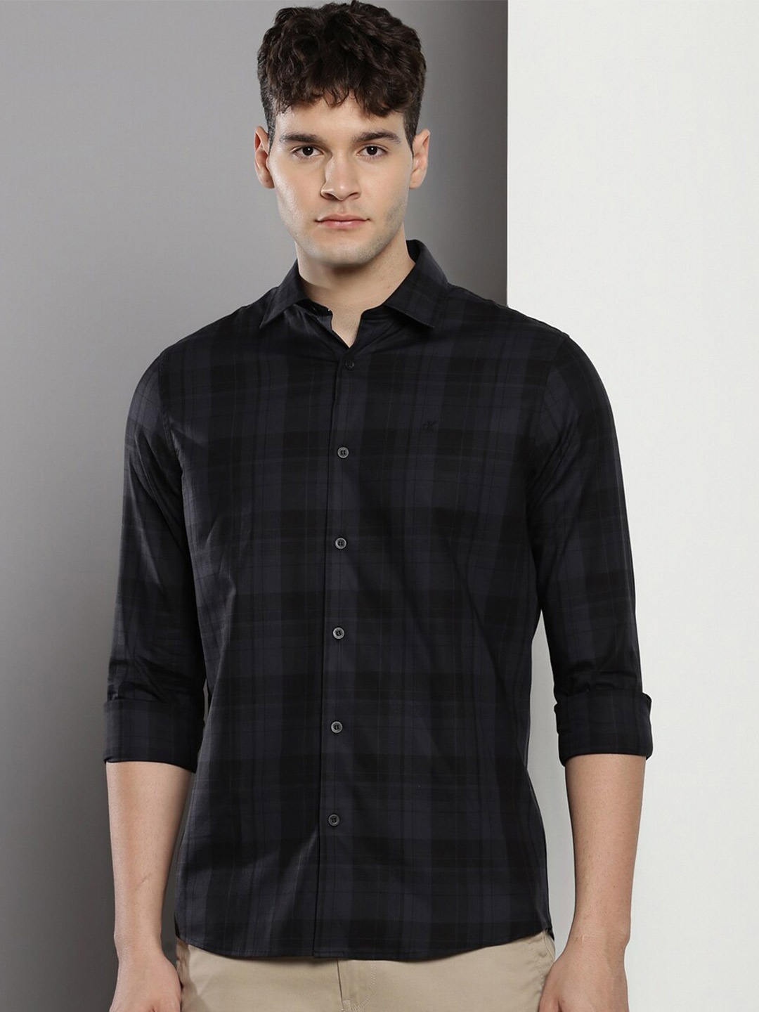 

Calvin Klein Slim Fit Tartan Checks Cotton Casual Shirt, Grey