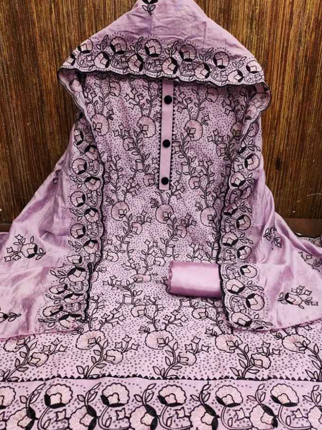 

faxofab Ethnic Motifs Woven Design Unstitched Dress Material, Lavender