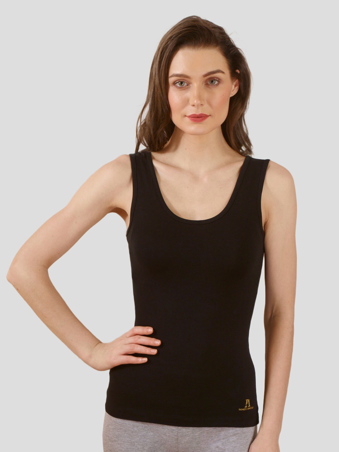 

Inner Amour Solid Antiperspirant Anti Bacterial Pure Cotton Camisole, Black