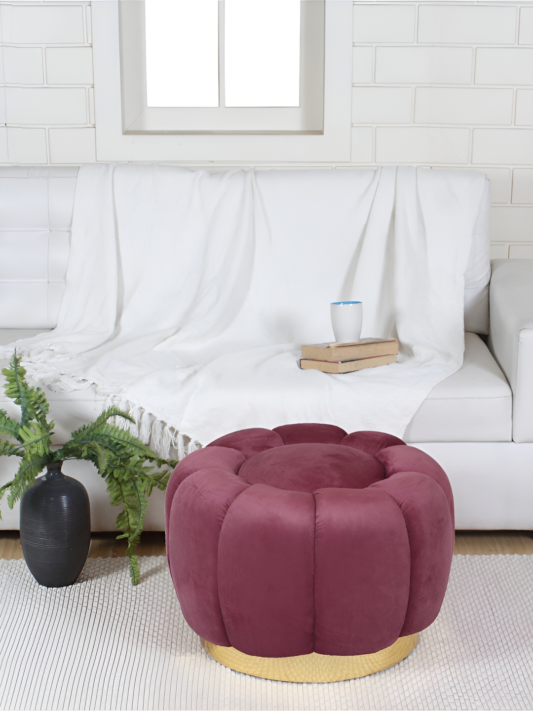 

Shadowkart Mauve Flower Design Pouffes Sitting Mudda Ottoman