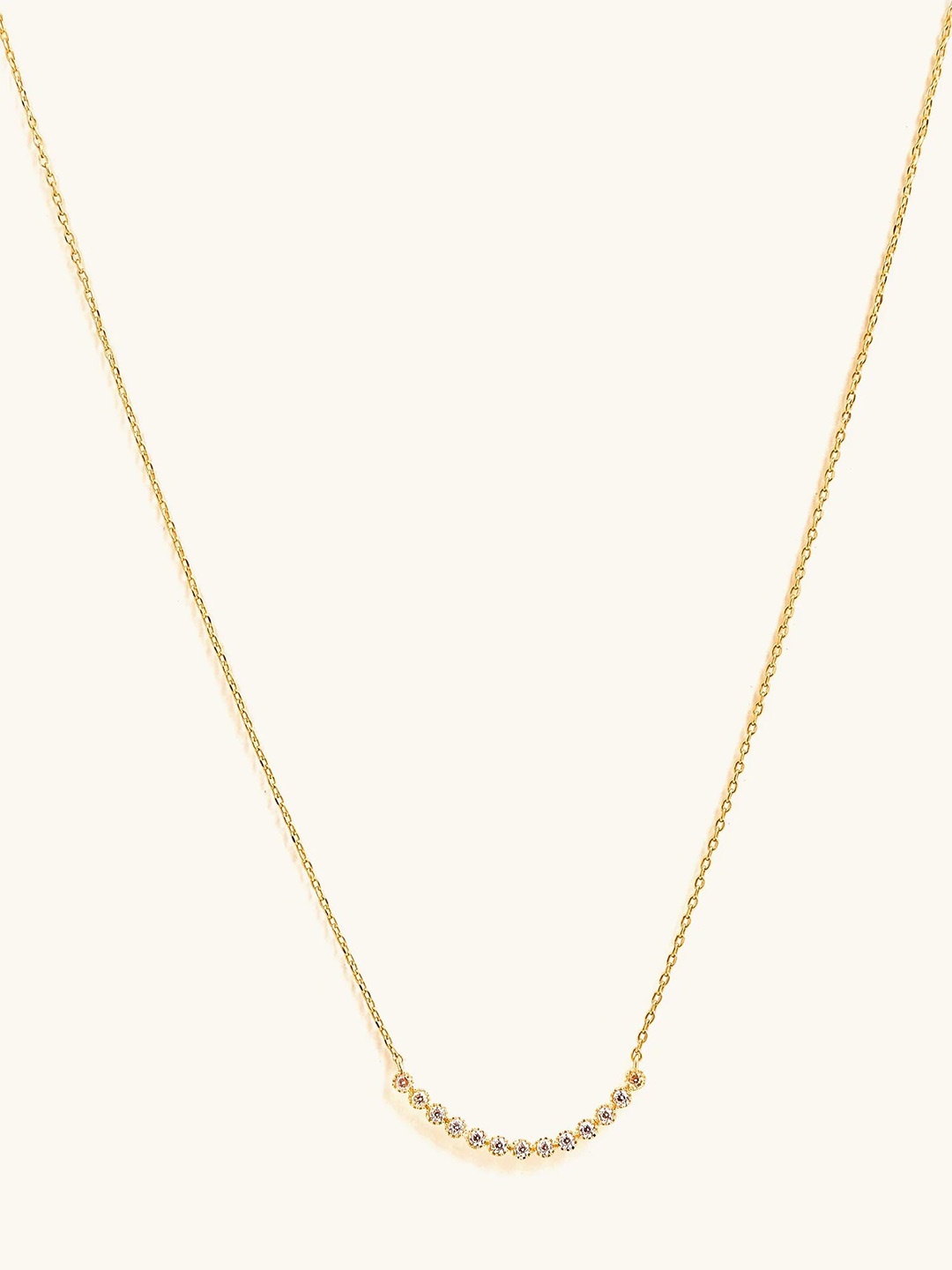 

Mabel 925 Sterling Silver 18 Karat Gold Plated Studded Curve Charm Necklace
