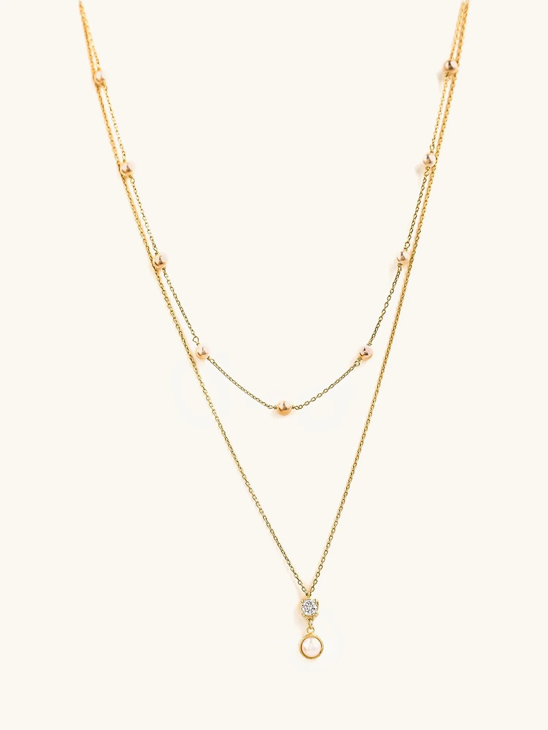 

Mabel 925 Sterling Silver Gold-Plated Layered Pearl Necklace