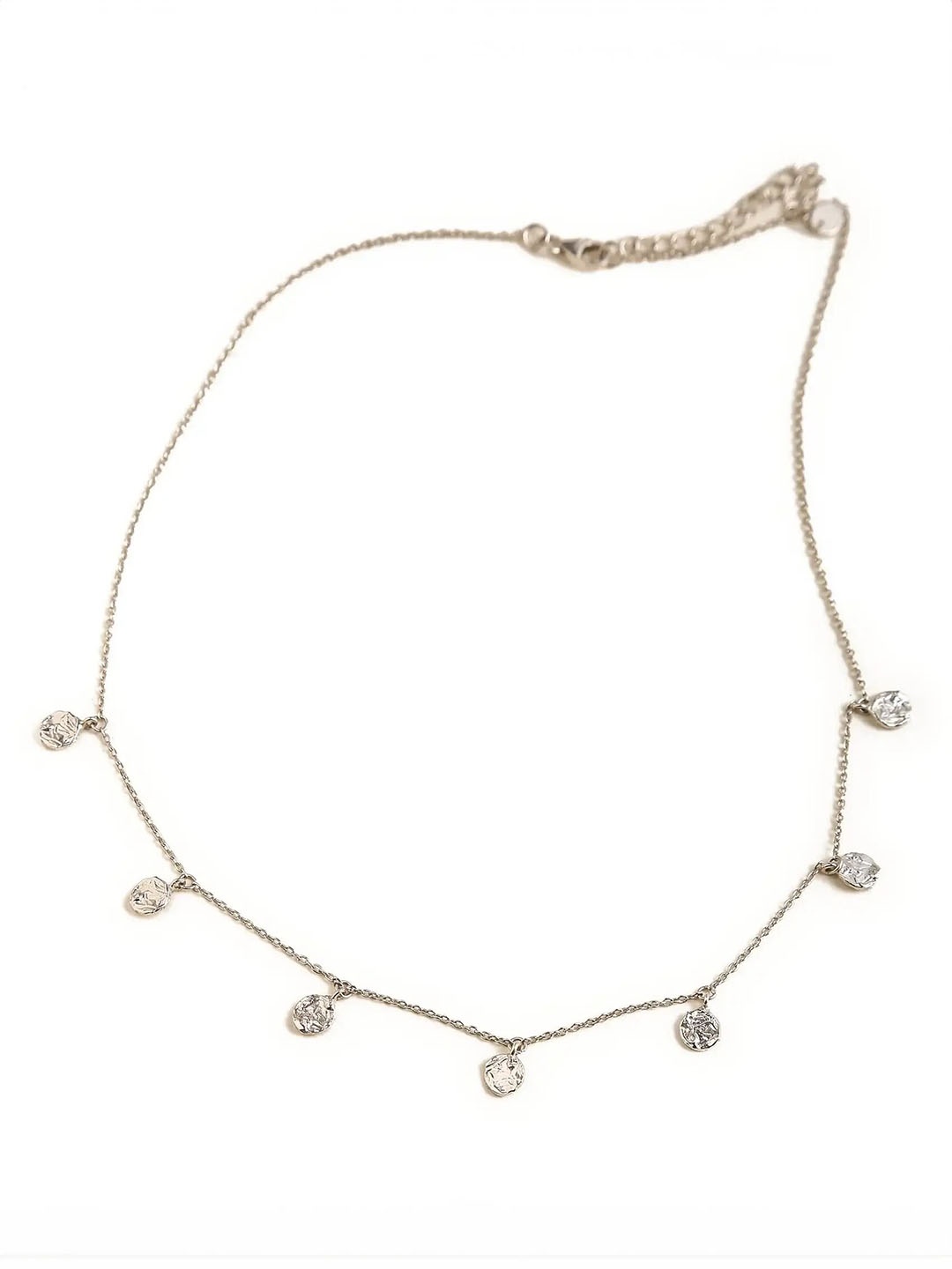 

Mabel 925 Sterling Silver Rhodium Plated Coin Charm Necklace