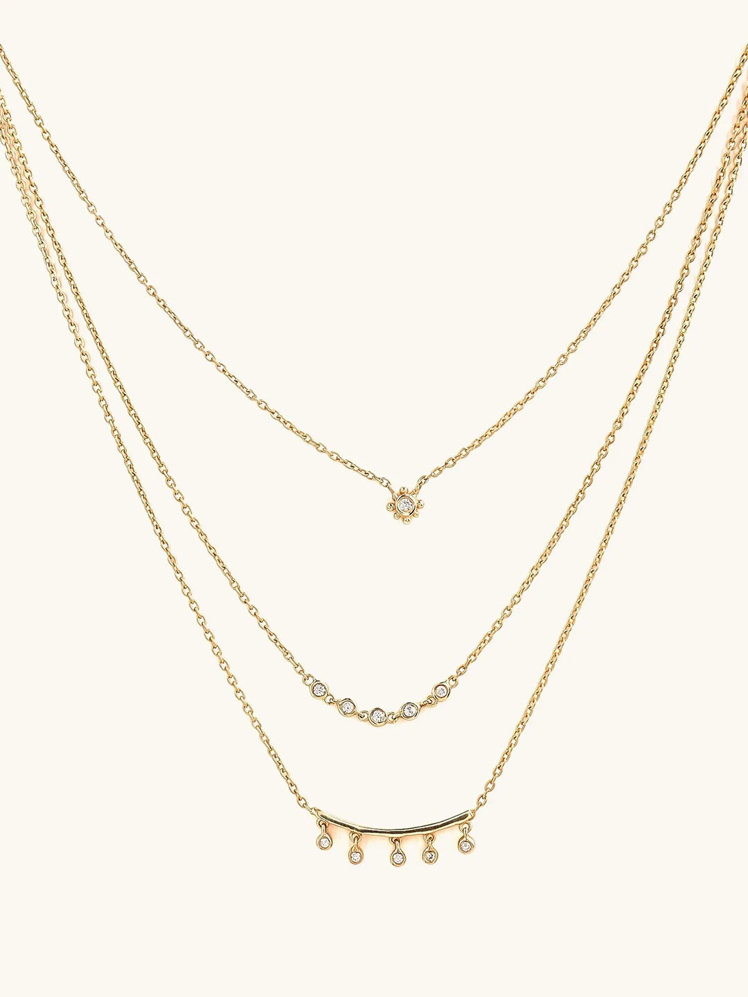 

Mabel 925 Sterling Silver 18 Karat Gold Plated Layered Dangle Necklace