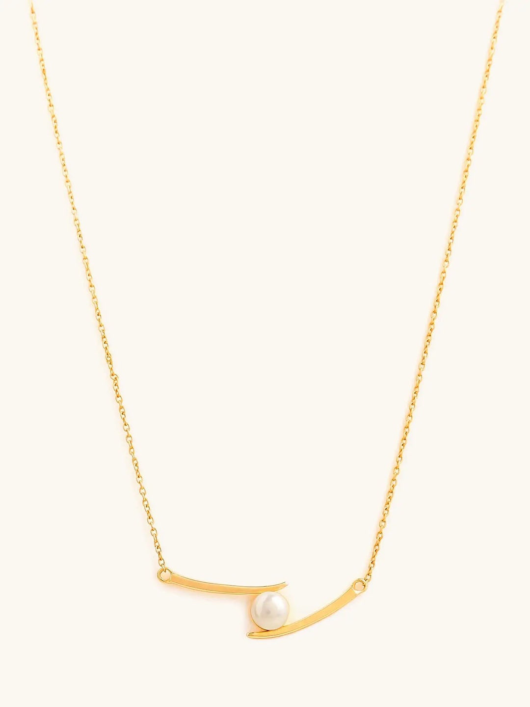 

Mabel 925 Sterling Silver Gold-Plated Asymmetric Pearl Bar Necklace