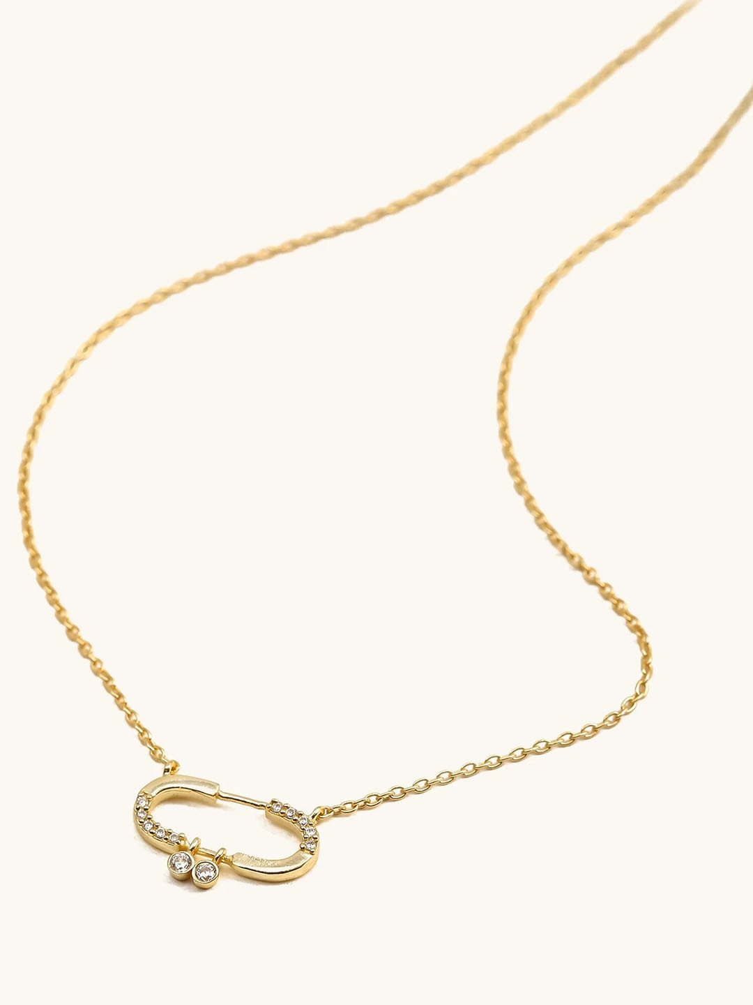 

Mabel 925 Sterling Silver 18 Karat Gold Plated Safety Pin Charm Necklace