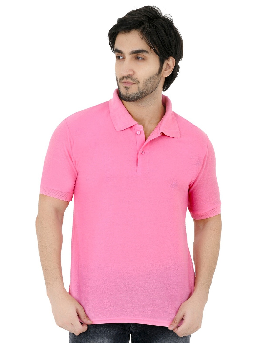 

BAESD Polo Collar Short Sleeves Casual T-shirt, Pink