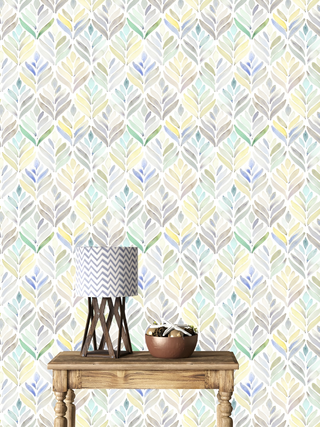 

DWELLSINDIA White & Beige Watercolor Art With Self Adhesive & Waterproof Wallpaper