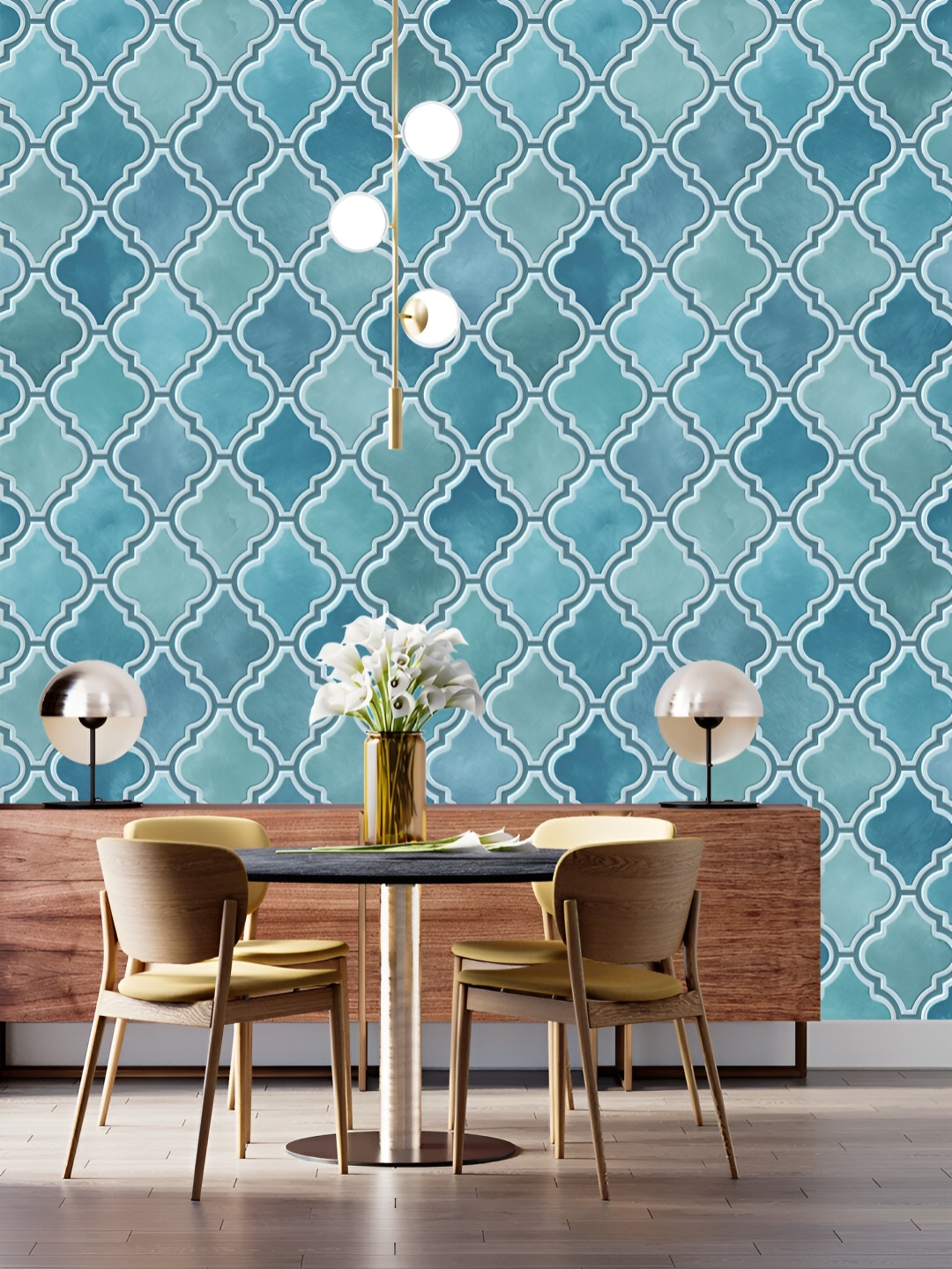 

DWELLSINDIA Blue & Green Printed Self Adhesive Waterproof Wallpaper