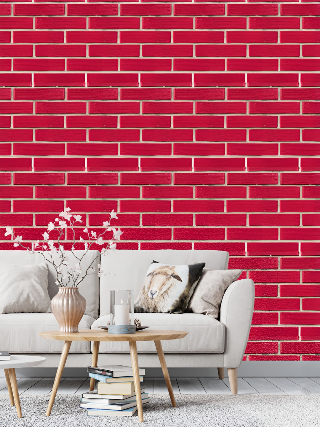 

DWELLSINDIA Red Printed Self Adhesive Waterproof Wallpaper