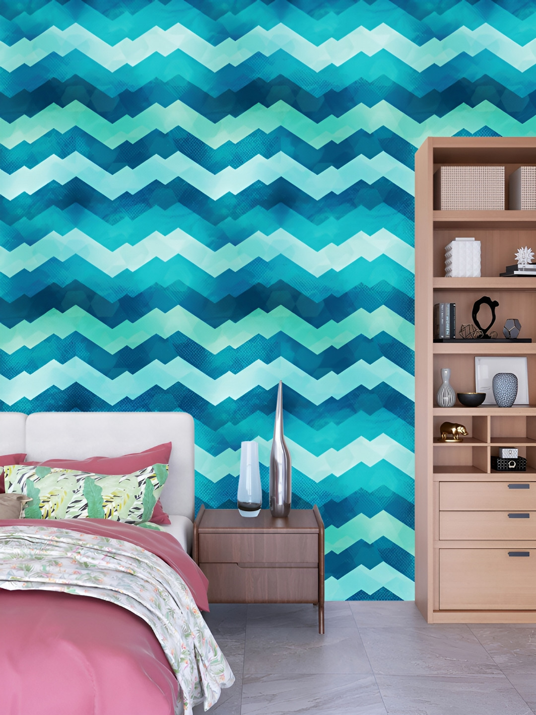 

DWELLSINDIA Blue & Green Printed Self Adhesive Waterproof Wallpaper