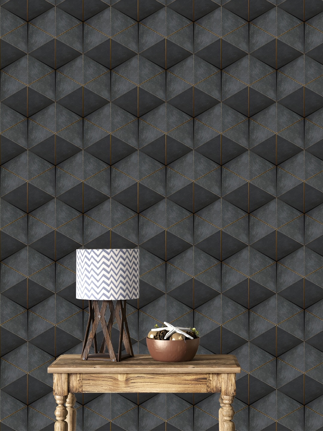 

DWELLSINDIA Black & Grey Printed Self Adhesive Waterproof Wallpaper