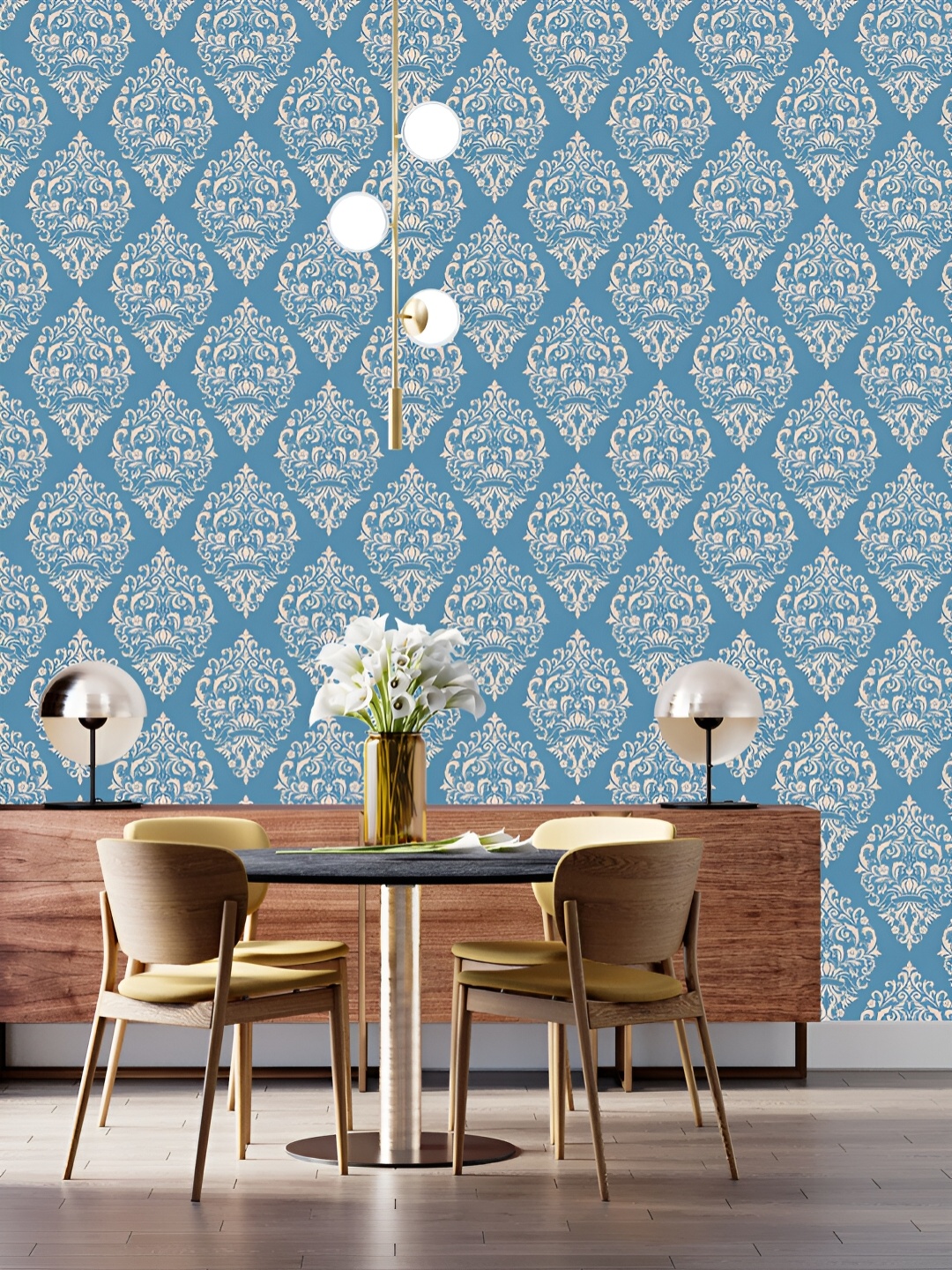 

DWELLSINDIA Blue Printed Self Adhesive Peel & Stick Wallpaper