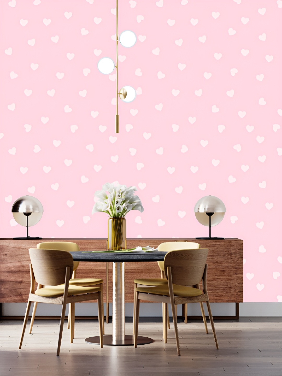 

DWELLSINDIA Pink & White Printed Self-Adhesive Wallpaper