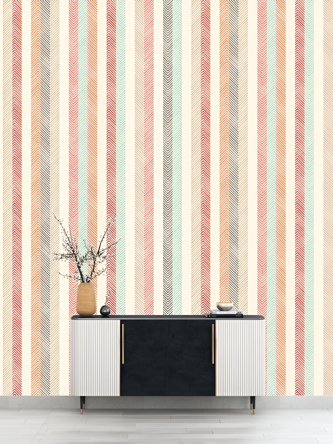 

DWELLSINDIA Cream & Red Printed Self Adhesive Wallpaper