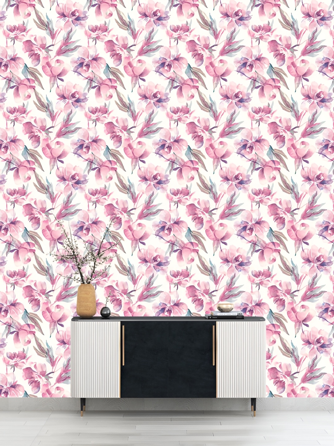 

DWELLSINDIA Flower Art Self Adhesive Peel and Stick PVC Wallpaper, Pink