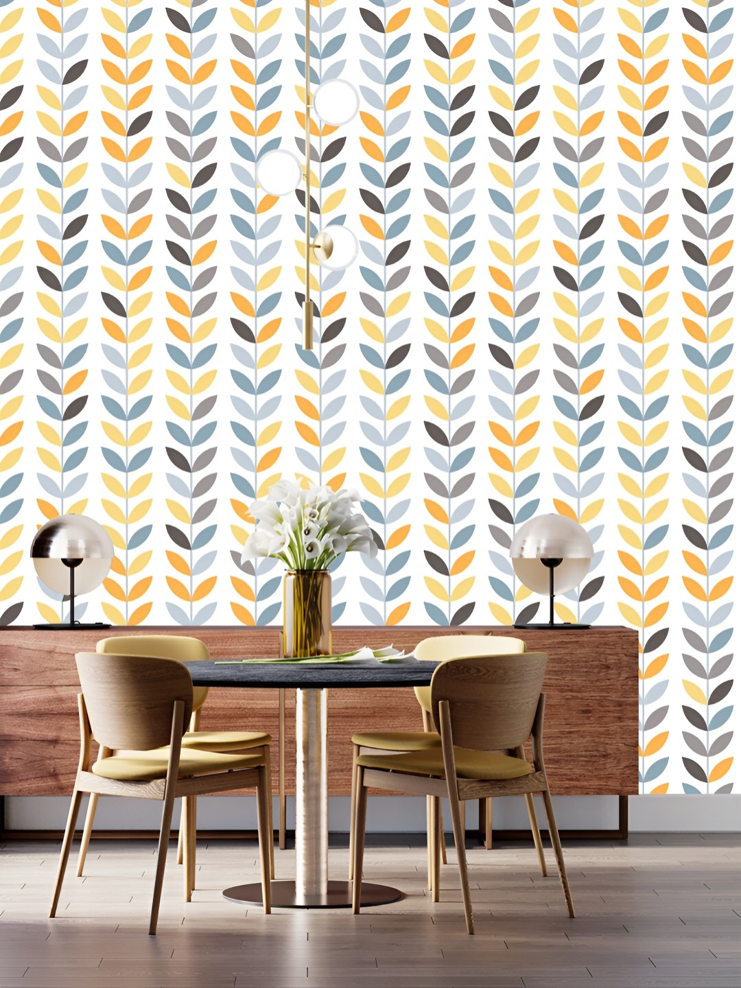 

DWELLSINDIA Yellow and Grey Printed Waterproof & Scratch Resistant Wall Sticker