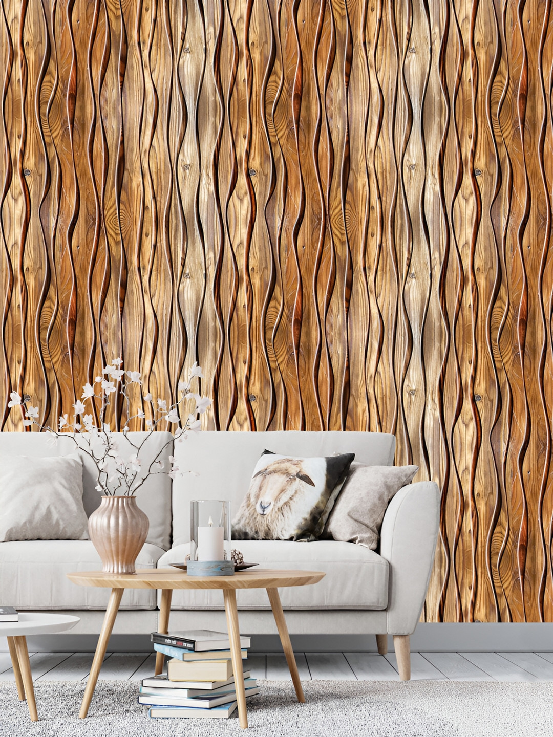 

DWELLSINDIA Brown 3D Wooden With Self Adhesive Peel and Stick Waterproof Wallpaper