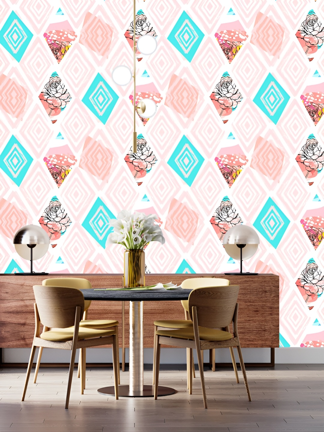 

DWELLSINDIA Pink & White Abstract Printed Self-Adhesive Wallpaper