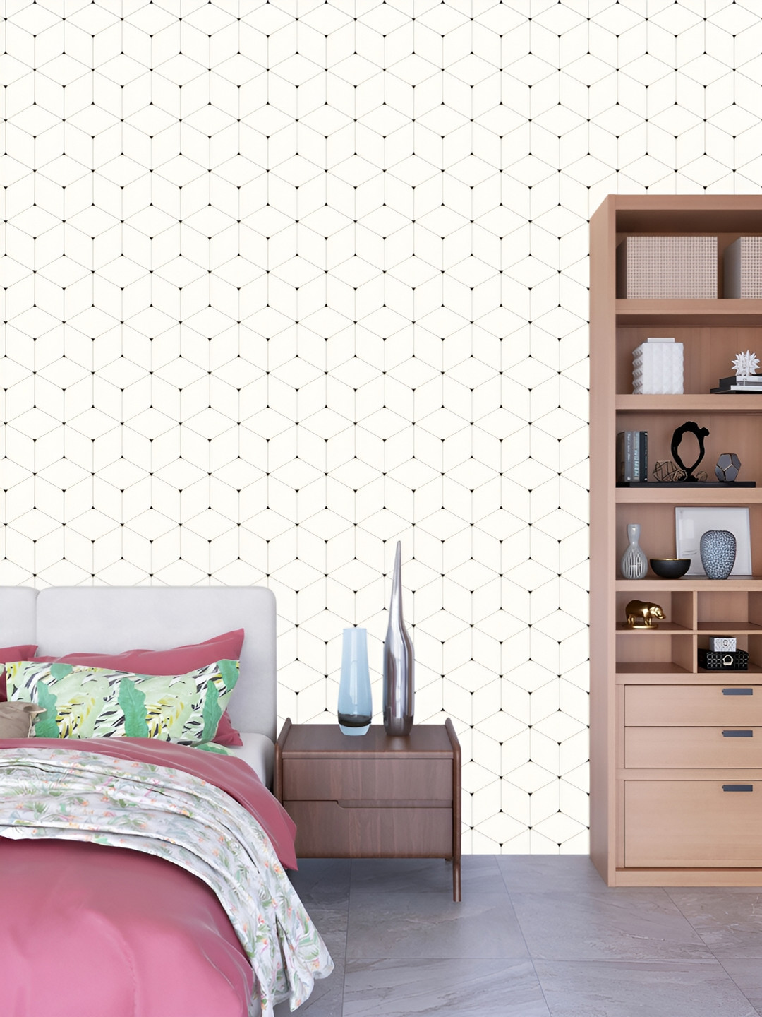 

DWELLSINDIA White & Black Printed Self Adhesive Wallpaper