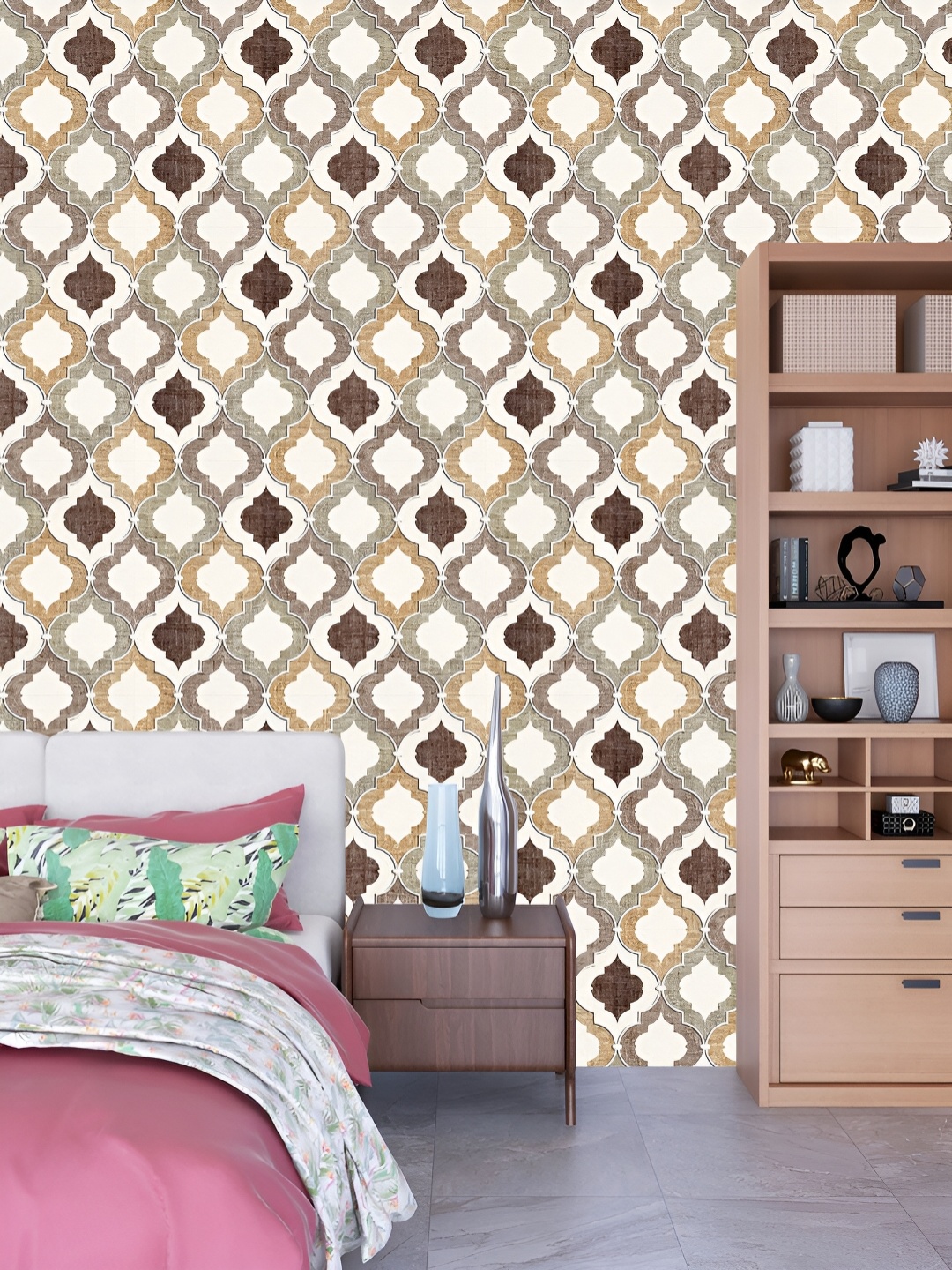 

DWELLSINDIA Off White & Brown Printed Self Adhesive Waterproof Window Sticker
