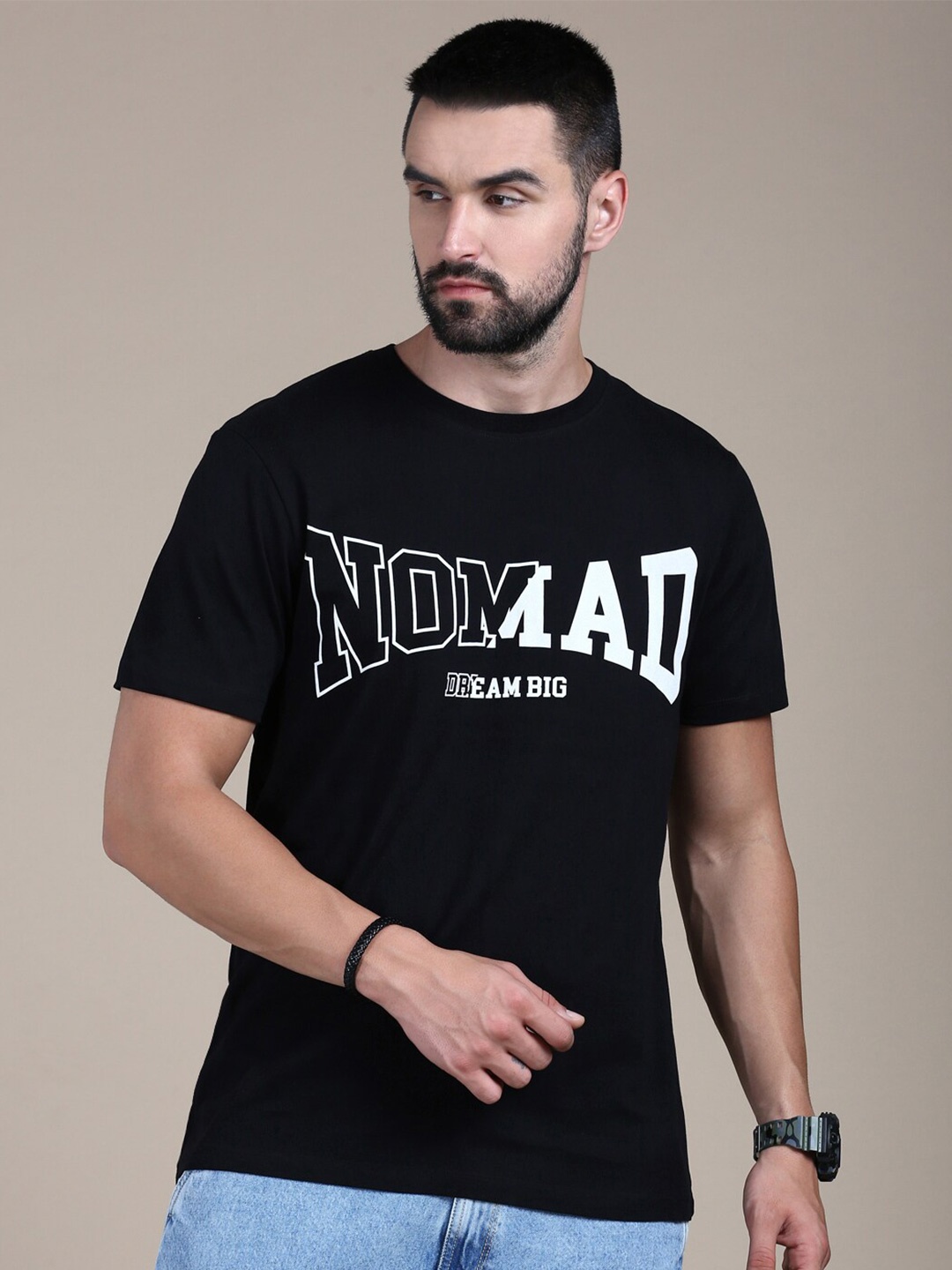 

The Roadster Lifestyle Co Typography Printed Cotton Round Neck Tshirt, Black