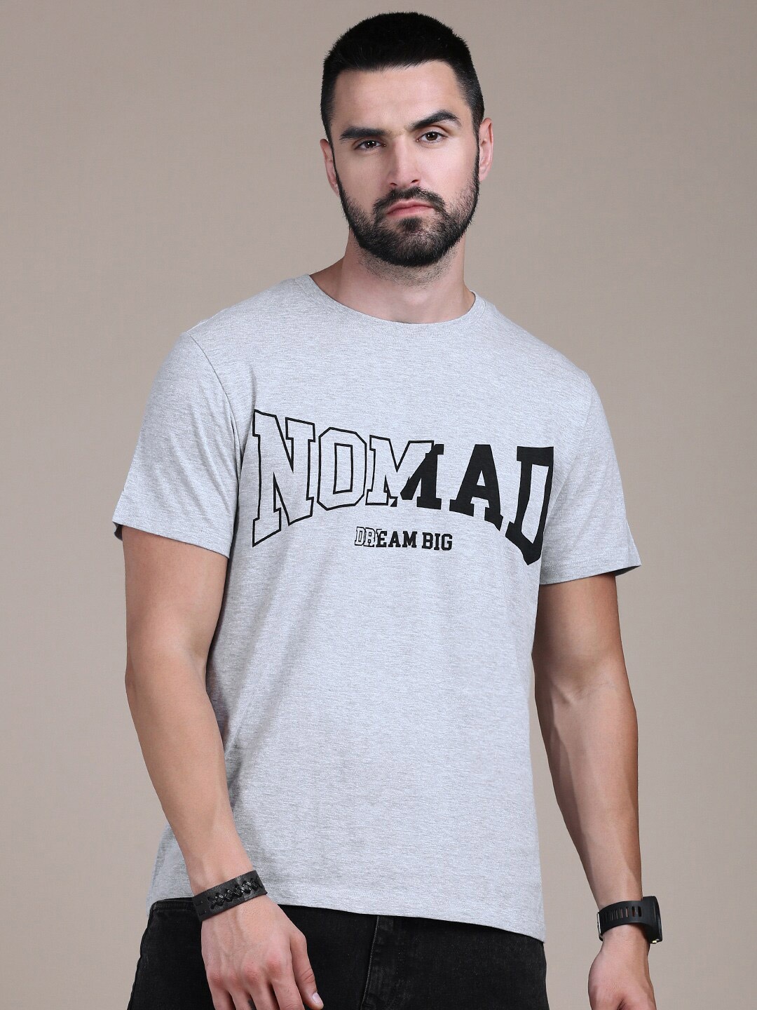 

The Roadster Lifestyle Co. Grey Typography Printed Cotton Round Neck Tshirts