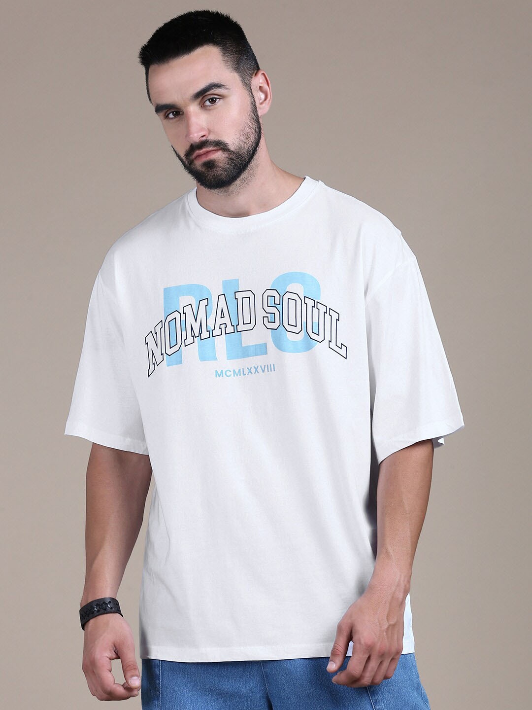 

The Roadster Lifestyle Co. White Typography Printed Cotton Round Neck Tshirts