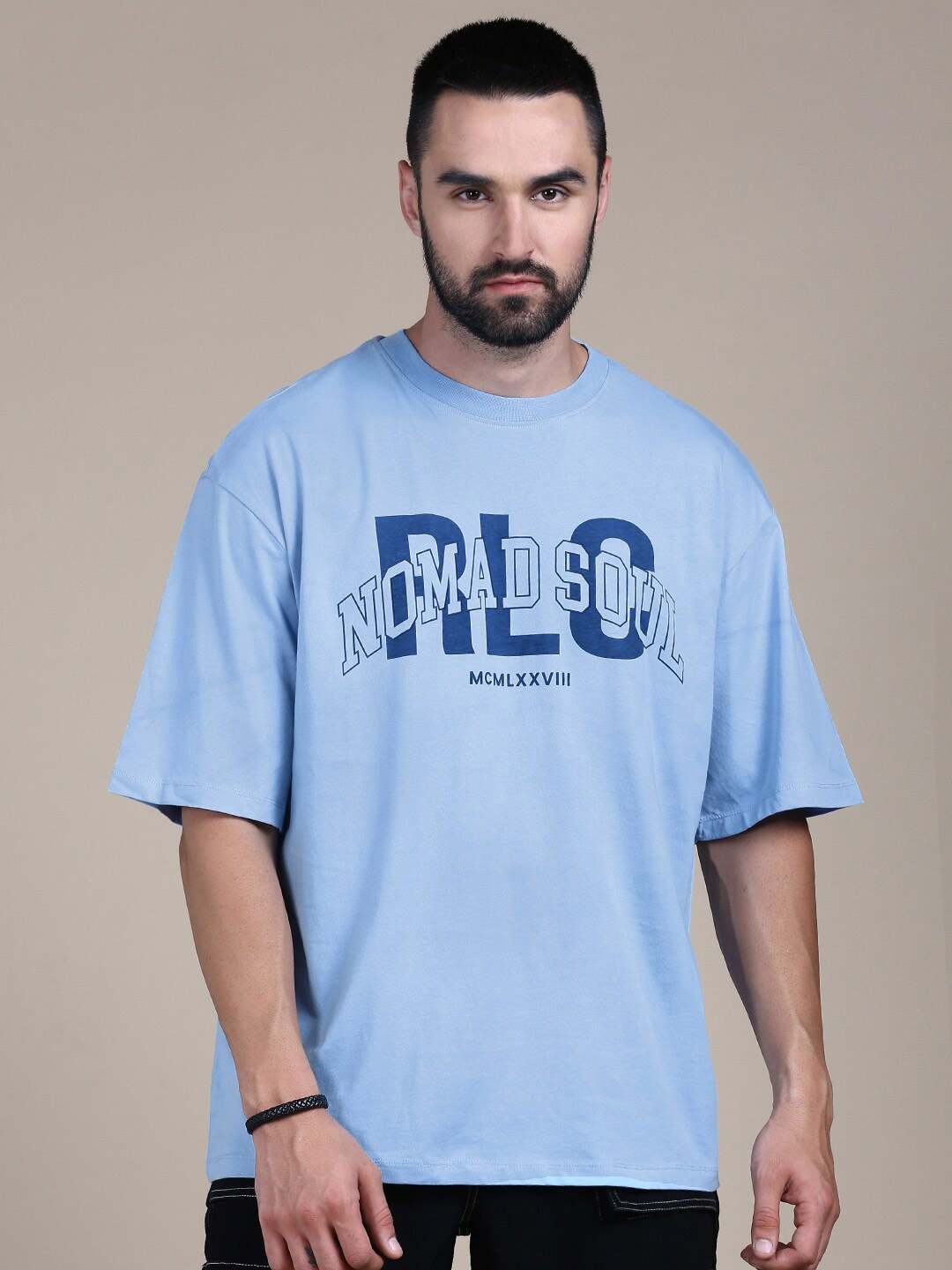 

The Roadster Lifestyle Co Blue Typography Printed Cotton Round Neck Tshirts