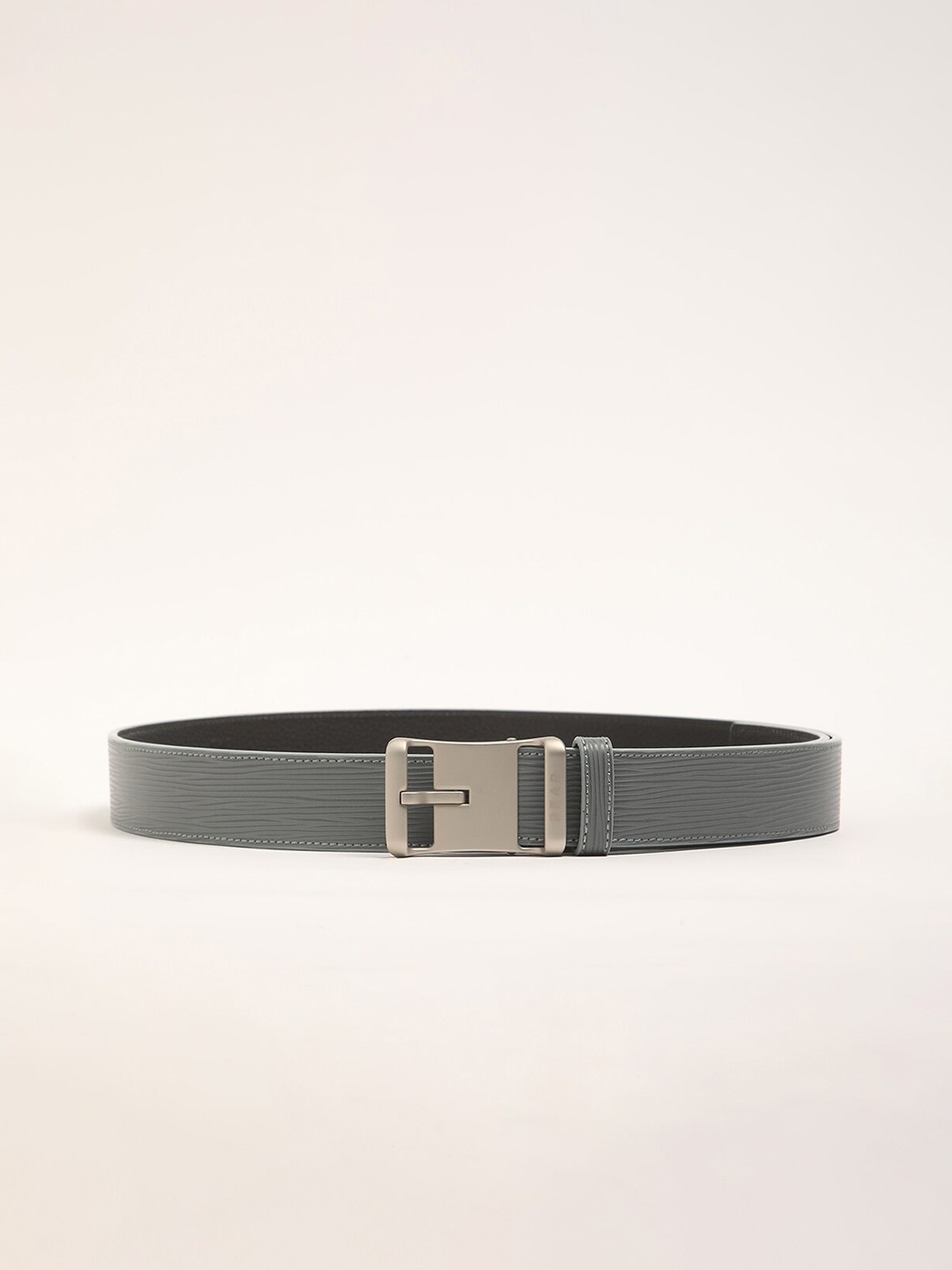 

THE BEAR HOUSE Men Textured Belt, Grey