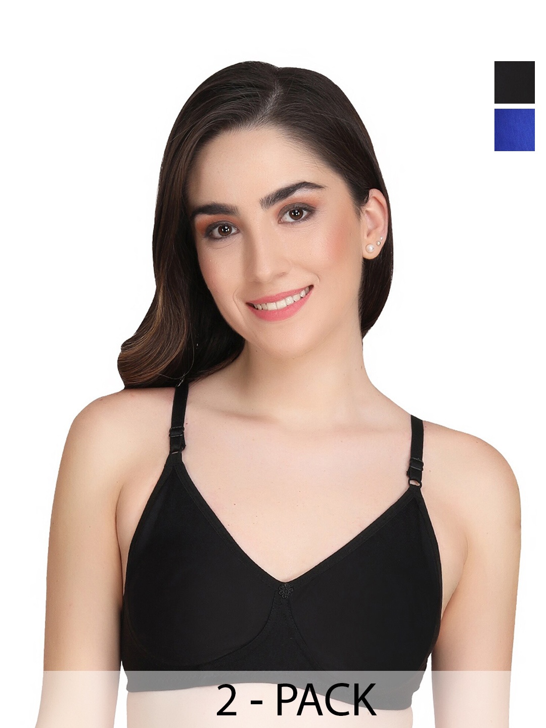 

Liigne Pack Of 2 Full Coverage Non Padded Everyday Bra With All Day Comfort, Blue