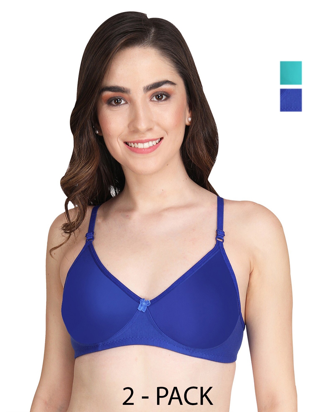 

Liigne Pack Of 2 Full Coverage Non Padded Everyday Bra With All Day Comfort, Blue