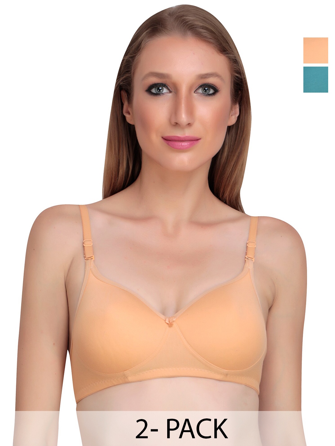 

Liigne Pack Of 2 Full Coverage Non Padded Everyday Bras With All Day Comfort, Turquoise blue