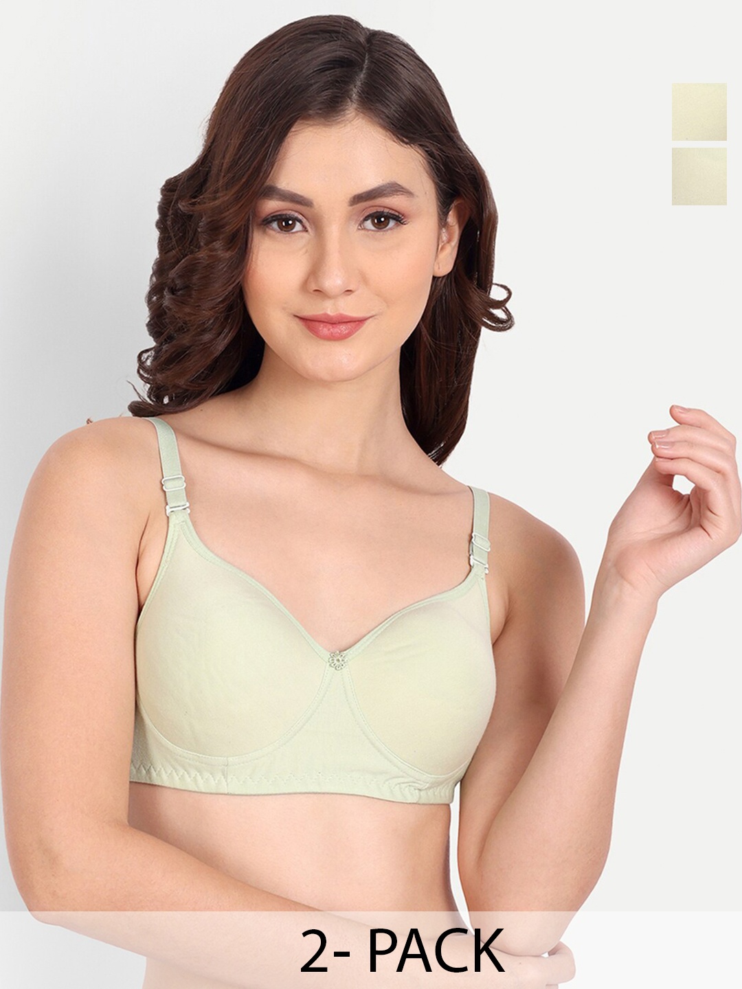 

Liigne Pack Of 2 Full Coverage Lightly Padded Everyday Bras With All Day Comfort, Green