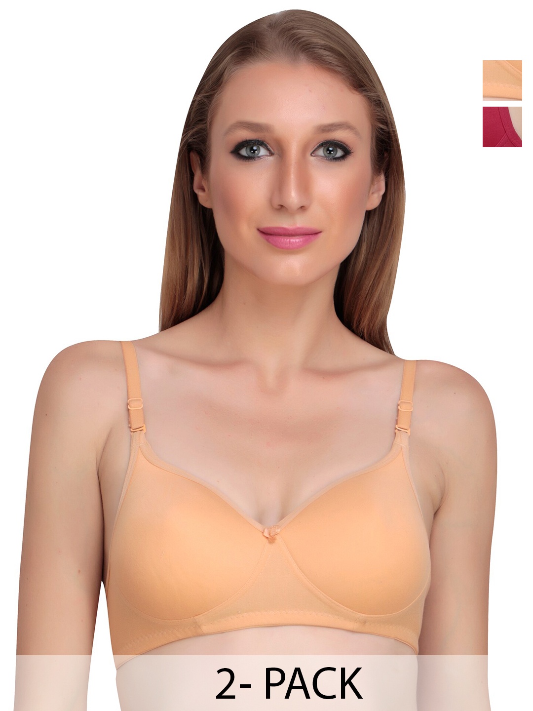 

Liigne Pack Of 2 Full Coverage Non Padded Everyday Bra With All Day Comfort, Beige