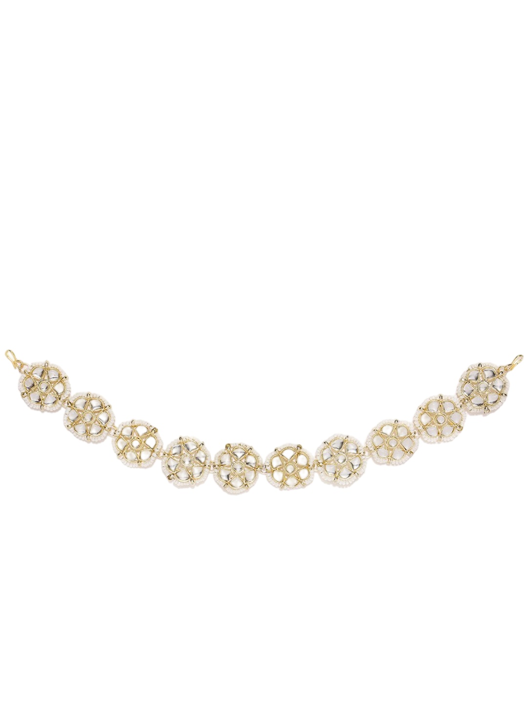 

MANATH Gold-Plated Artificial Beads Studded Matha Patti Head Jewellery