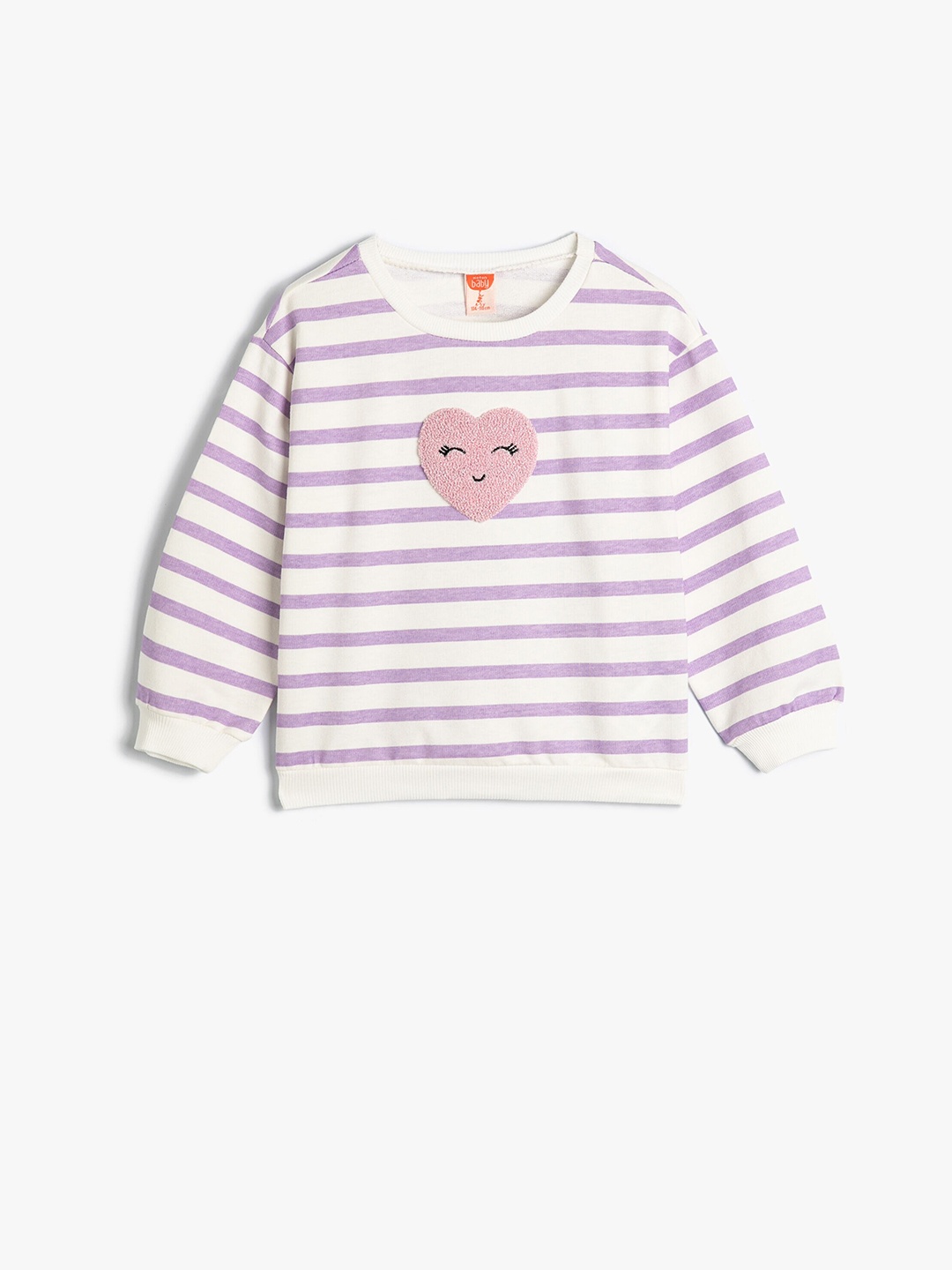 

Koton Girls Striped Cotton Pullover Sweatshirt, Purple