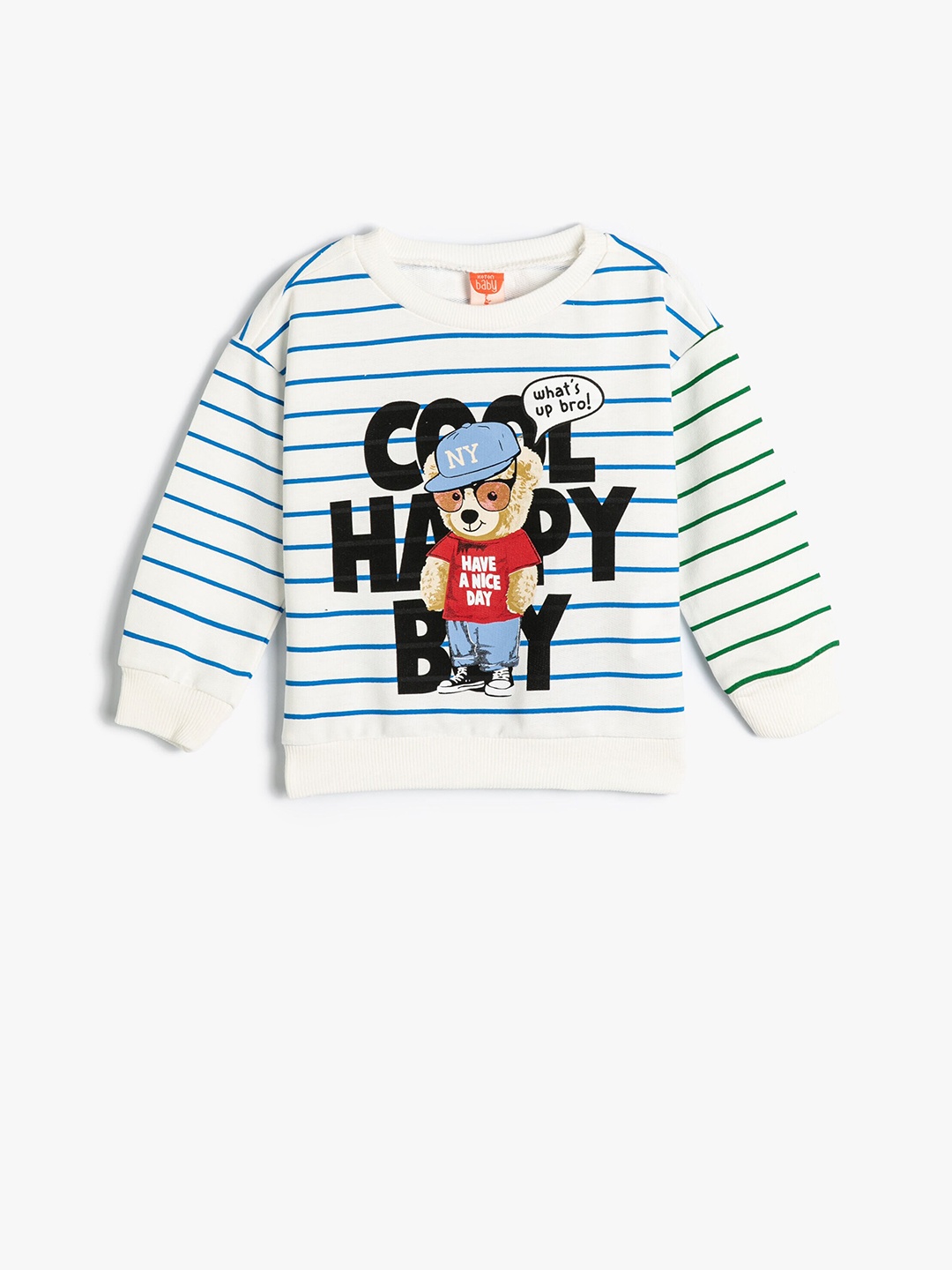 

Koton Boys Graphic Printed Pure Cotton Pullover, White