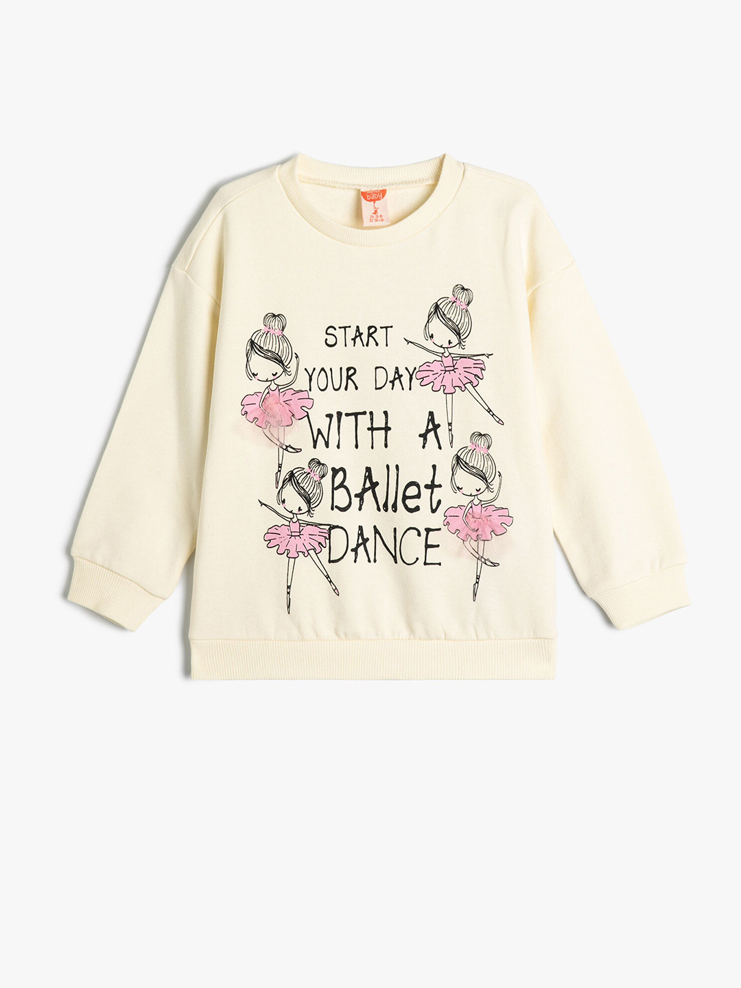 

Koton Girls Graphic Printed Cotton Pullover Sweatshirt, Beige
